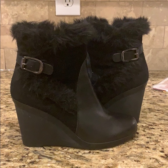 Suede and leather wedge Italian boots - Picture 5 of 6